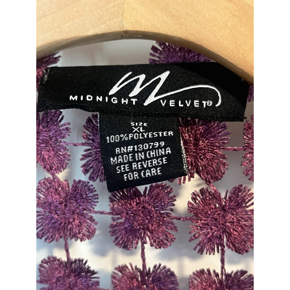 Midnight Velvet Knit Top Womens Size XL Purple Pearl - Picture 4 of 9